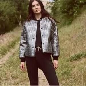 The Great. The Quilted Metallic Bomber Jacket Size 3 or US Size Large